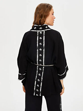 Resort Palmiye Baskılı Müslin Kimono S25KMN006