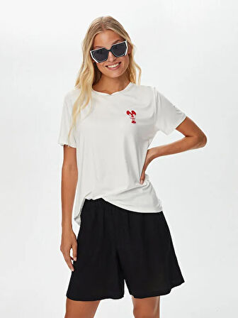 Resort Boncuk Aplike Detaylı Yuvarlak Yaka T-Shirt S25TSH112