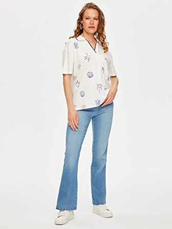 Resort Polo Yaka Balık Baskılı T-Shirt S25TSH113