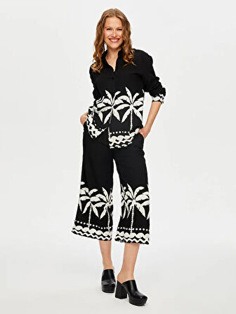 Resort Eteği Palmiye Desenli Monochrome Tunik S25TNK020
