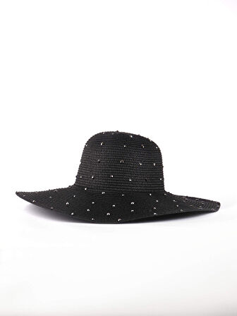 Taşlı Geniş Hasır Şapka S25SPB003