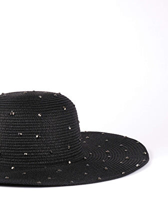 Taşlı Geniş Hasır Şapka S25SPB003
