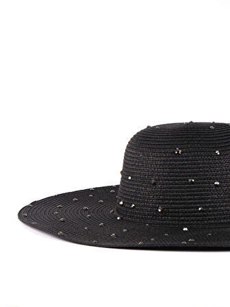 Taşlı Geniş Hasır Şapka S25SPB003