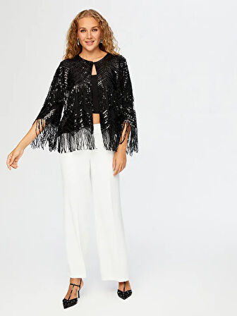 Saçaklı Payetli Abiye Ceket W26CKT001