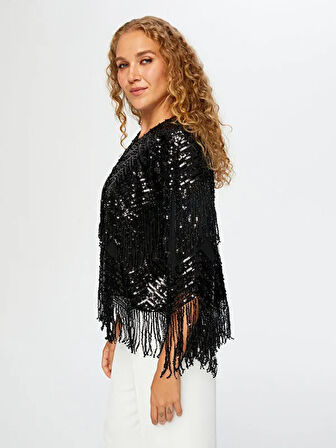 Saçaklı Payetli Abiye Ceket W26CKT001