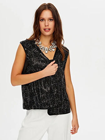 Boncuk Ve Payet Detaylı Şık Yelek W26YLK001