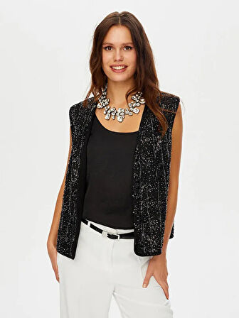 Boncuk Ve Payet Detaylı Şık Yelek W26YLK001