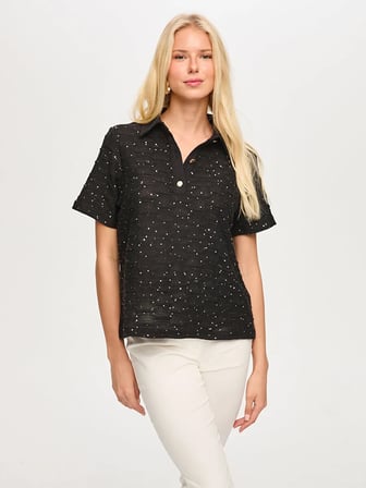 Polo Yaka Payetli Örme Bluz S26BLZ015