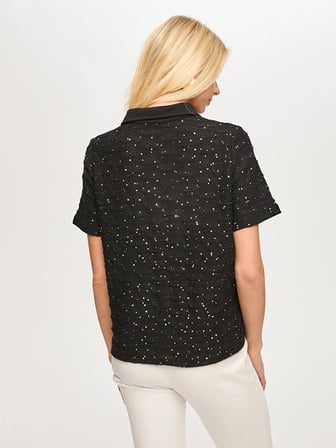 Polo Yaka Payetli Örme Bluz S26BLZ015