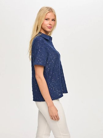 Polo Yaka Payetli Örme Bluz S26BLZ015