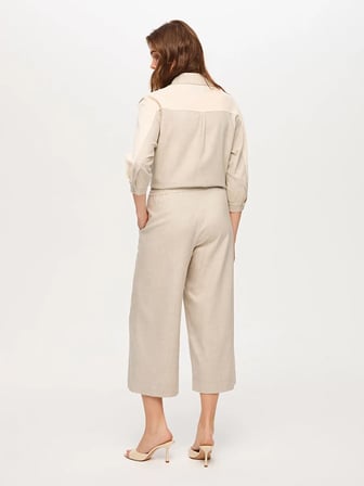 Beli Lastikli Comfort Fit Keten Karışımlı Capri S26CPR009