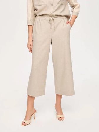 Beli Lastikli Comfort Fit Keten Karışımlı Capri S26CPR009