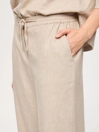 Beli Lastikli Comfort Fit Keten Karışımlı Capri S26CPR009
