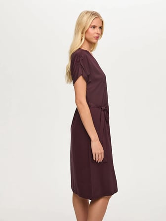Beli Kuşaklı V Yaka Örme Elbise S26ELB011