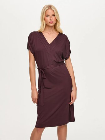 Beli Kuşaklı V Yaka Örme Elbise S26ELB011