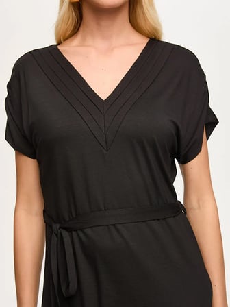 Beli Kuşaklı V Yaka Örme Elbise S26ELB011