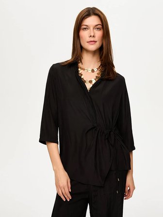 Beli Bağcık Detaylı 3/4 Kol Gömlek S26GML009