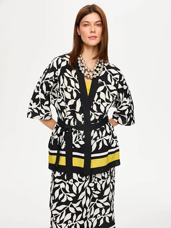 Eteği Sulu Monochrome Desen Kimono S26KMN001