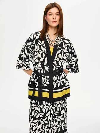 Eteği Sulu Monochrome Desen Kimono S26KMN001