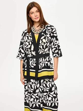 Eteği Sulu Monochrome Desen Kimono S26KMN001
