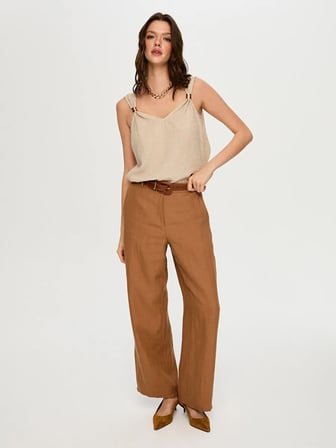 Wide Leg Fit %100 Keten Pantolon S26PNT010