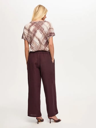Arka Beli Lastikli Wide Leg Fit %100 Keten Pantolon S26PNT013