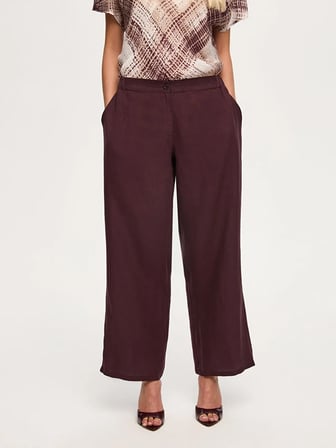Arka Beli Lastikli Wide Leg Fit %100 Keten Pantolon S26PNT013