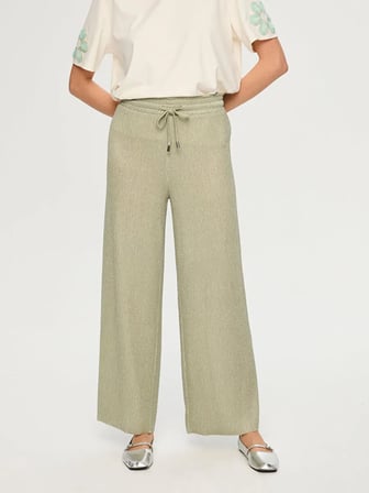 Kendinden Simli Dokulu Örme Wide Leg Fit Pantolon S26PNT026