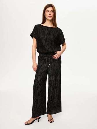 Kendinden Simli Dokulu Örme Wide Leg Fit Pantolon S26PNT026