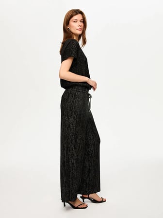 Kendinden Simli Dokulu Örme Wide Leg Fit Pantolon S26PNT026
