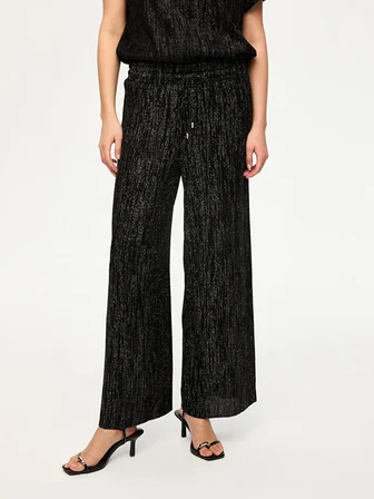 Kendinden Simli Dokulu Örme Wide Leg Fit Pantolon S26PNT026