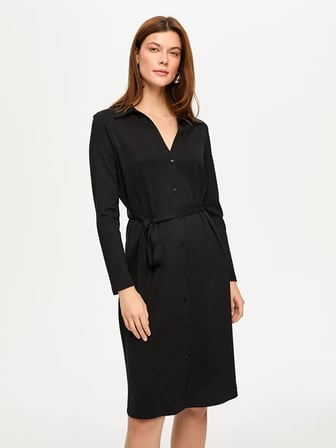 Beli Kuşaklı Örme Gömlek Elbise S26ELB025