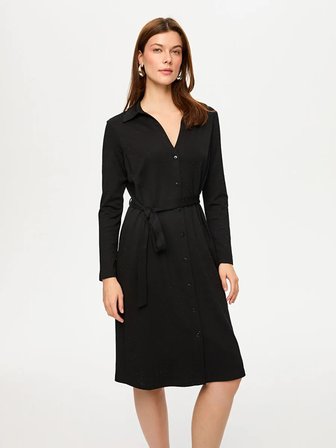 Beli Kuşaklı Örme Gömlek Elbise S26ELB025