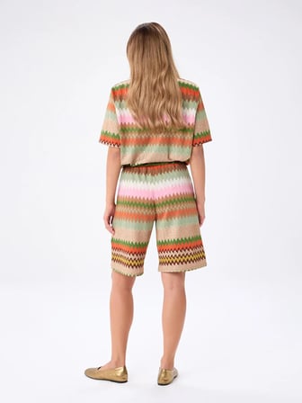Resort Renkli Zigzag Desenli Beli Lastikli Örme Şort S26SRT011