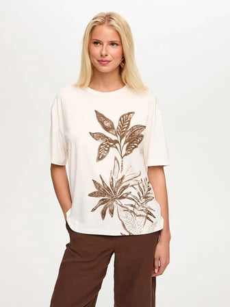 Resort Önü Taş ve Baskı Detaylı Bisiklet Yaka Tshirt S26TSH104