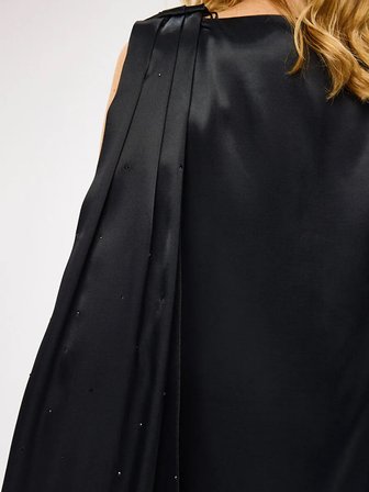 Degaje Yaka Parlak Taş Detaylı Uzun Abiye Elbise W27ABY001