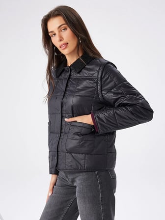 Yeleğe Dönüşebilen 4 Farklı Kullanımlı Kapitone Mont W27KMT006