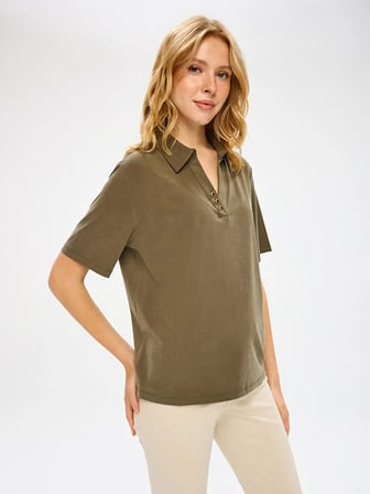 Polo Yaka Tenselli Kısa Kol Tshirt W27TSH052