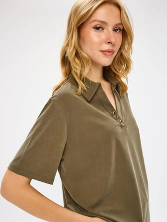 Polo Yaka Tenselli Kısa Kol Tshirt W27TSH052