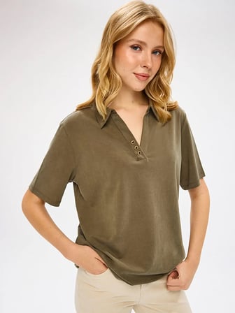 Polo Yaka Tenselli Kısa Kol Tshirt W27TSH052