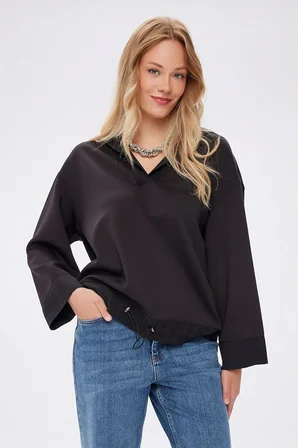 Dokuma Garnili Kapüşonlu Modallı Sweatshırt W27SWT008