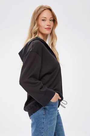 Dokuma Garnili Kapüşonlu Modallı Sweatshırt W27SWT008