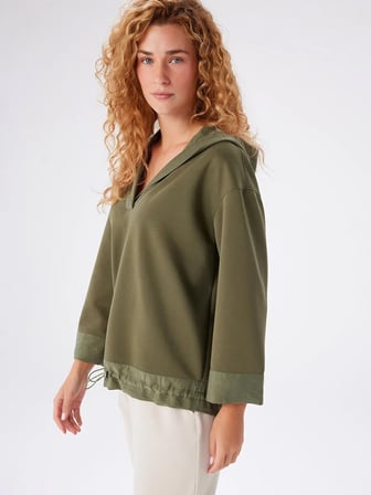 Dokuma Garnili Kapüşonlu Modallı Sweatshırt W27SWT008