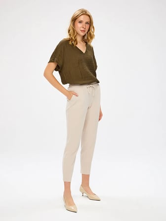 Comfort Fit Krep Örme Pantolon W27PNT002