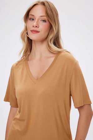 V Yaka Kısa Kol T-Shirt W27TSH001