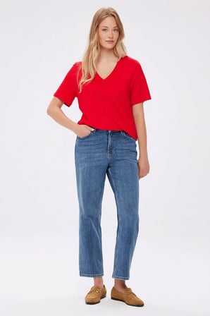 V Yaka Kısa Kol T-Shirt W27TSH001