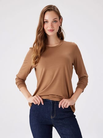 Yuvarlak Yaka Uzun Kol T-Shirt W27TSH003