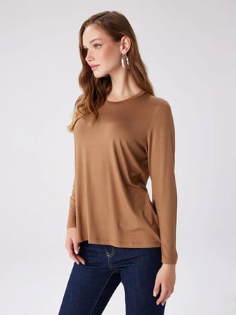 Yuvarlak Yaka Uzun Kol T-Shirt W27TSH003