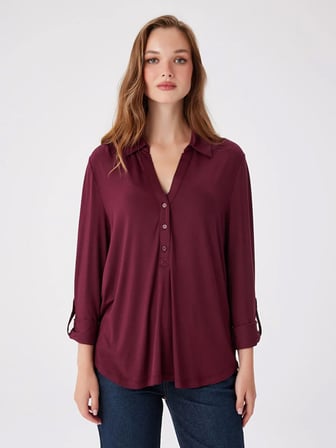 Kaçık Yaka Uzun Kollu T-Shirt W27TSH005
