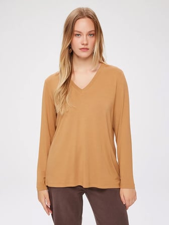 V Yaka Uzun Kol T-Shirt W27TSH006